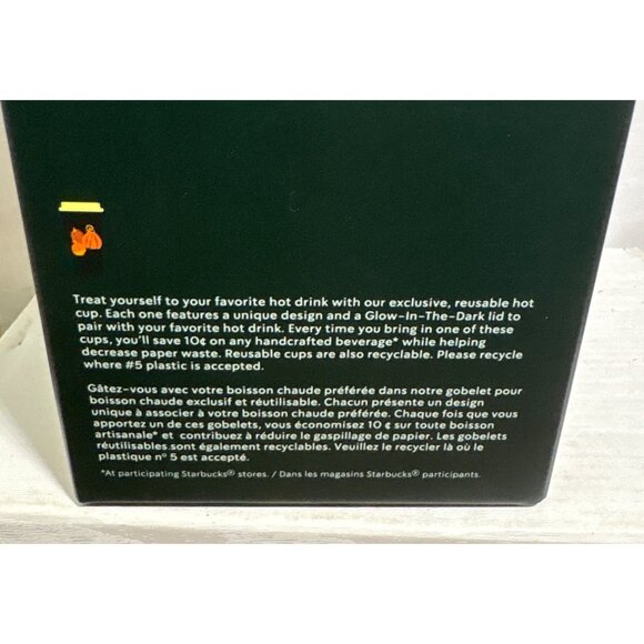 Starbucks Reusable Hot Cups Glow In The Dark Lids Set Of 6 Halloween 2021 NEW 16 - Picture 6 of 8
